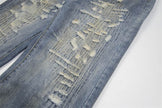 Punk Make Old Ripped Letter Denim Trousers Men Jeans
