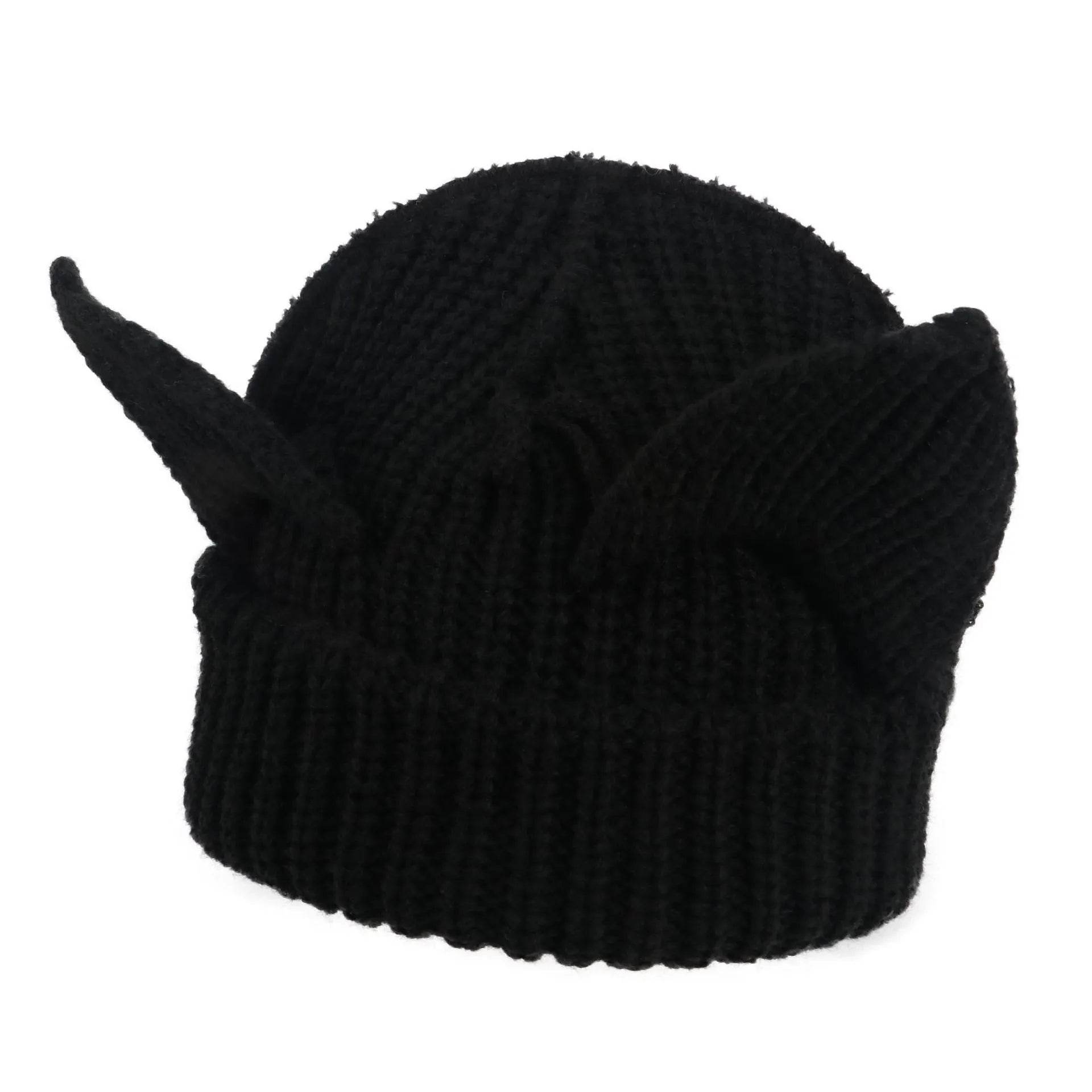 Devil Ears Thickened All Acrylic Knitted Beanie Hat