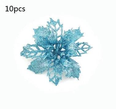 Glitter Artifical Christmas Flowers Christmas Tree Decorations For Home Fake Flowers Xmas Ornaments New Year Decor