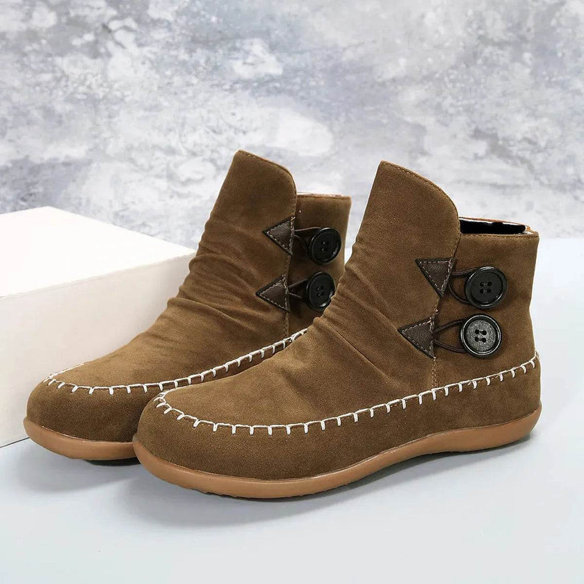 Button Design Ankle Boots For Women Autumn And Winter