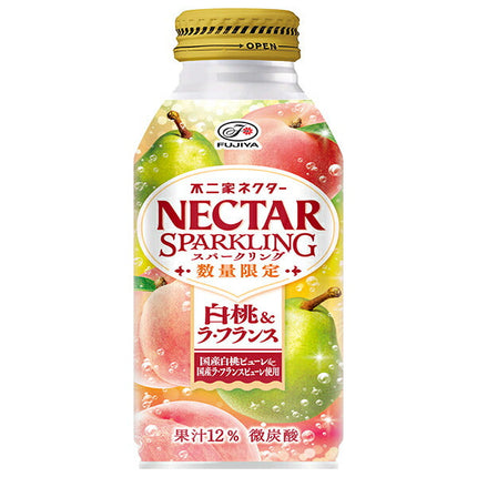 不二家 ネクタースパークリング 白桃&ラ フランス 380mlボトル缶×24入
