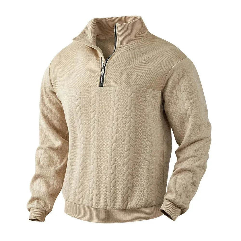 Casual Autumn Winter Half Zip Stand Collar Pullover Sweater top  Men
