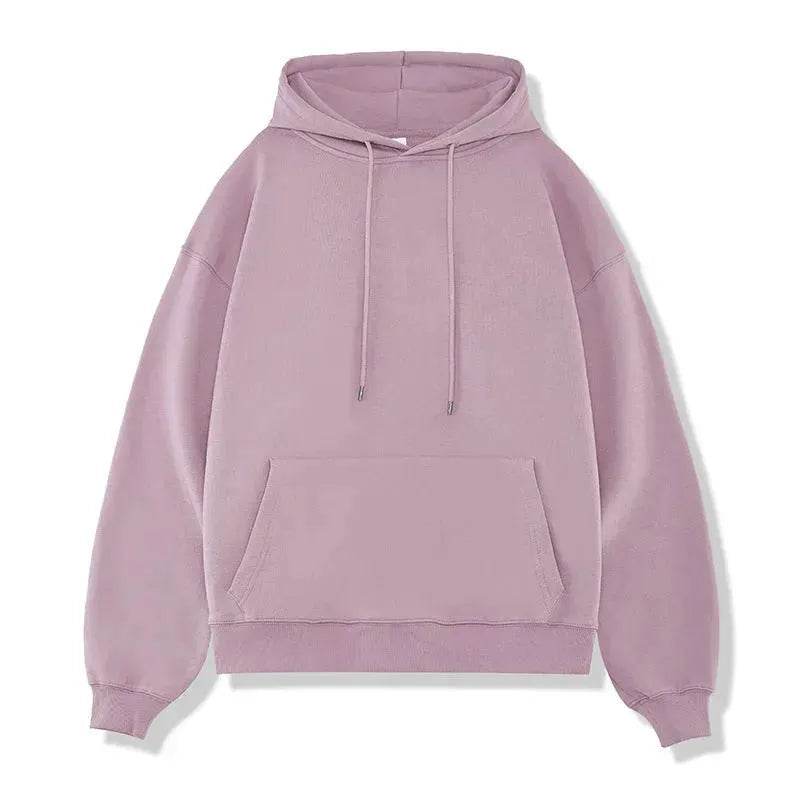 Plain Color American Retro Hoodie Pullover Sweatshirt Men