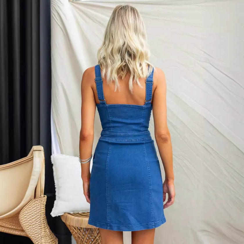 Spring And Summer Casual Slim Fit Denim Sleeveless Dress