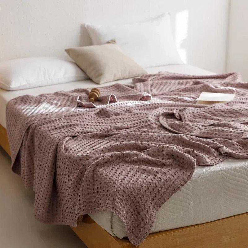 Waffle Cotton Yarn Air Conditioner Summer Cooling Duvet Solid Color Dormitory Comforter