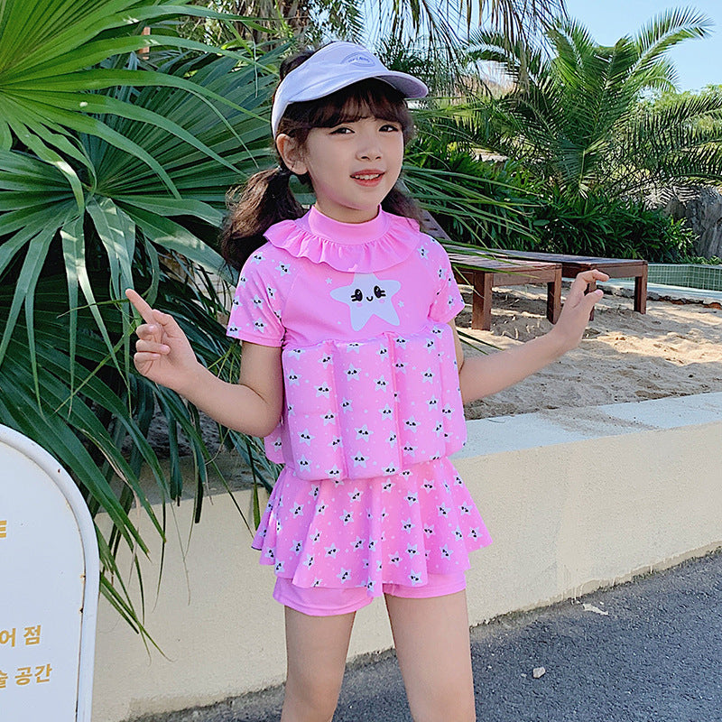 Children's Buoyant Floating Swimsuit | Short Sleeve One-Piece Swim Dress Canada