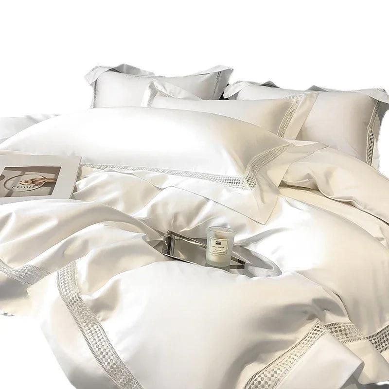 Long-staple Cotton Lace Four-piece Duvet Cover Bedding Set - Light Luxury