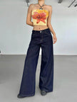 Fashion American Retro Wide Leg Baggy Jeans Pant For Women