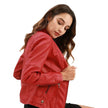 Fashioned European and American Slim fit stand collar Leather jacket for women