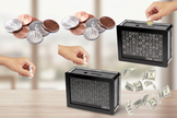 Wooden Coin Bank – Minimalist Black Piggy Bank with Denomination Slots (1K–10K)