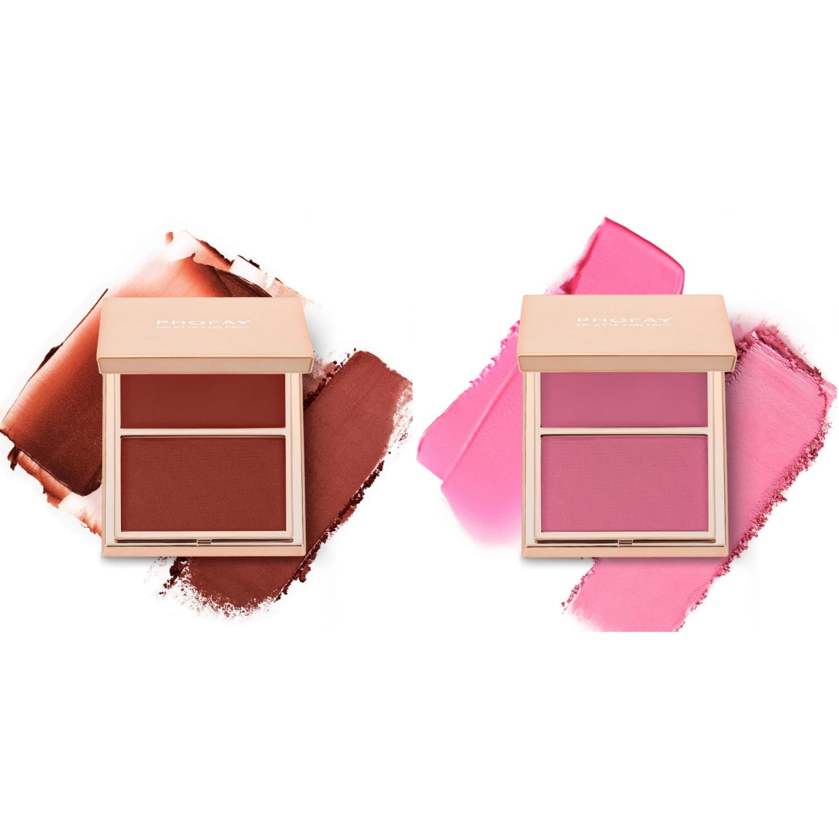 PHOFAY Double-Take Cream & Powder Blush Duo – Multi-Colour Blush & Contour Set