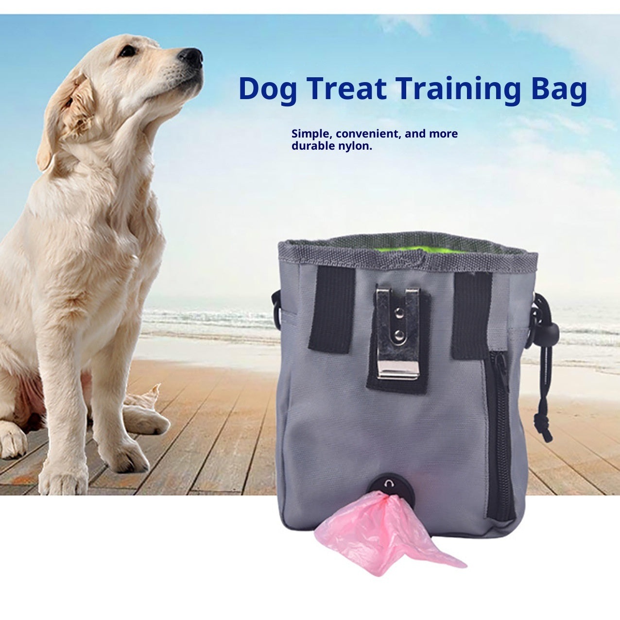 Portable Pet Treat Training Pouch – Clip-On Dog Snack Bag (Black / Gray)