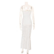 French Style Polka Dot Strapless Maxi Dress – High Waist Bow Tie Floor-Length Dress for Women