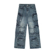 Functional Multi-pocket Tactical Tooling Denim Trousers Men Jeans