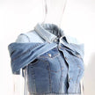 Sweet Cool Bandage Dress Shirt Slimming Denim jeans Shirt women