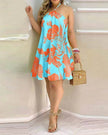Printed Dress Summer Off-Shoulder Hanging Neck Sleeveless Sexy Dresses Women