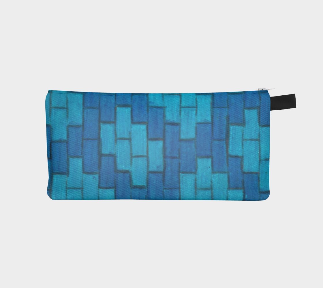 Zippered Cotton Canvas Pencil Case | Blue Bricks