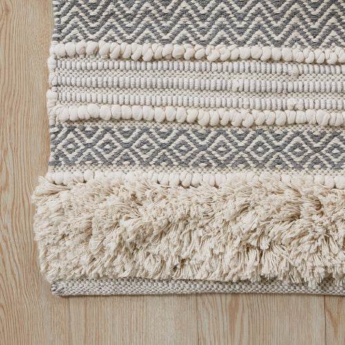 Woven Texture Stripe Bath Rug Grey 20x32