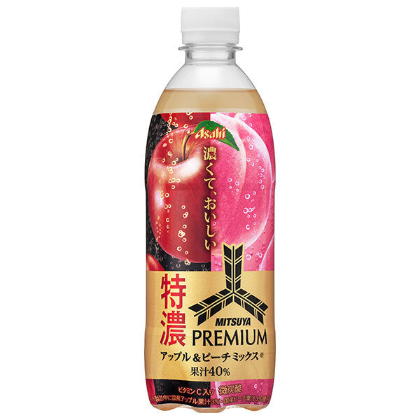 [11/25~ 10% off all products!!] Asahi Soft Drinks Mitsuya Extra-rich Premium Apple & Peach Mix 500ml PET bottle x 24 bottles