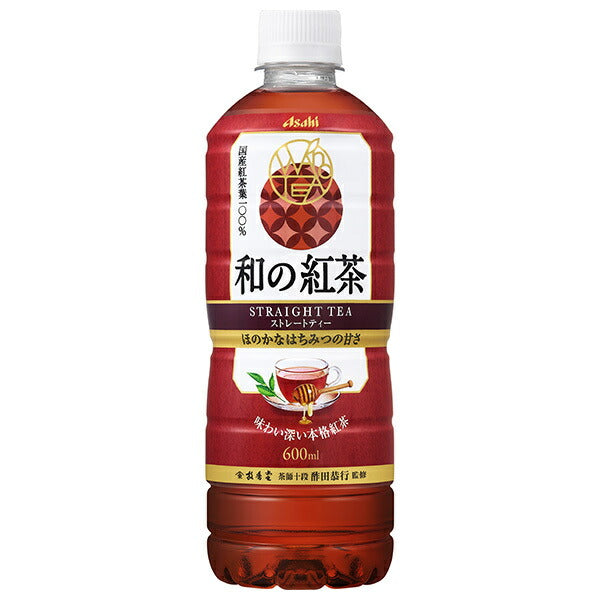 Asahi Beverages Japanese Black Tea Straight Tea ~Made with Domestic Honey~ 600ml PET bottles x 24 pieces [Shipped in Japan]