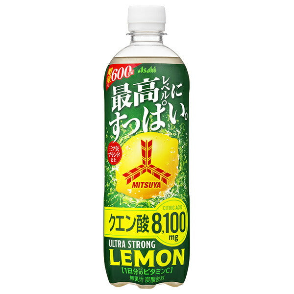 Asahi Soft Drinks Mitsuya Ultra Strong Lemon 600ml plastic bottle x 24 bottles [shipped in Japan]