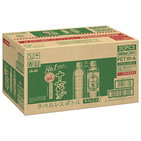 Asahi Beverage Jurokucha Labelless Bottle 660ml PET bottle x 24 bottles [Shipped in Japan]