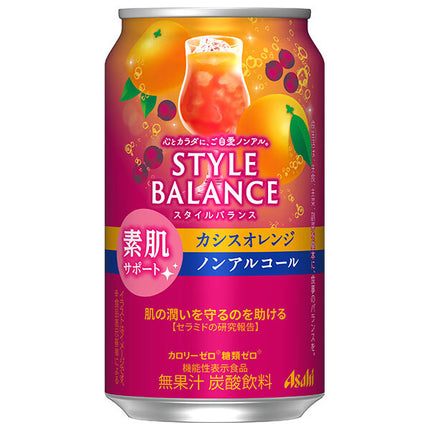 Asahi Style Balance Bare Skin Support Cassis Orange [Food with Functional Claims] 350ml can x 24 bottles [Shipped in Japan]
