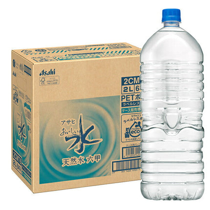 Asahi Soft Drinks Delicious Water Natural Water Rokko Labelless Bottle 2L PET Bottles x 6 Bottles [Shipped in Japan]
