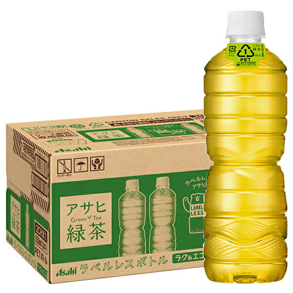 Asahi Beverages Green Tea Labelless Bottle 630ml PET bottles x 24 bottles [Shipped in Japan]
