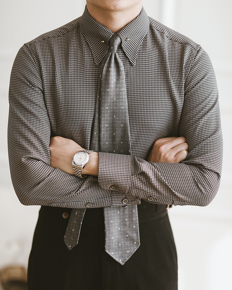 Men's Plaid Non-Iron Slim Fit Dress Shirt – Empire Collar Business Casual | Canada & USA