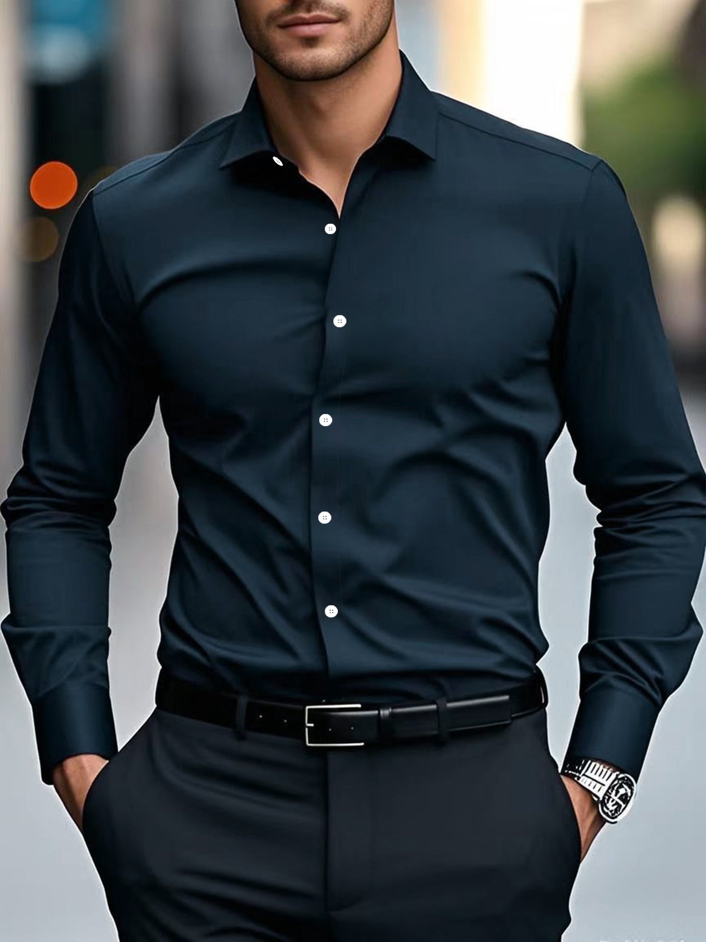 Men's Slim Fit Long Sleeve Business Dress Shirt – 12 Colors, S–3XL | Canada & USA