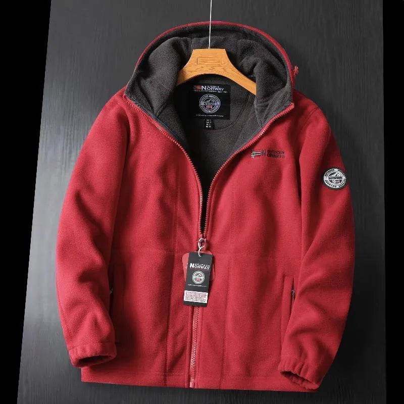 Fleece Hoodie – Warm Zipper Pocket Amekaji Style Hooded Jacket