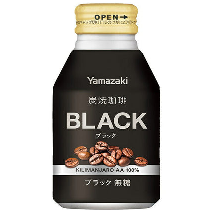 Yamazaki Baking Charcoal Coffee Black Unsweetened 275ml Bottle Can x 24 [Shipped in Japan]