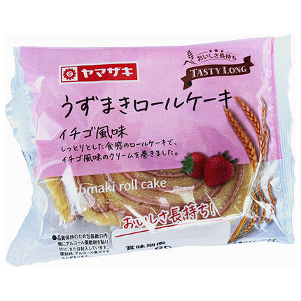 Yamazaki Baking Tasty Long Whirlpool Roll Cake (Strawberry Flavor) 10 Pieces [Shipped in Japan]