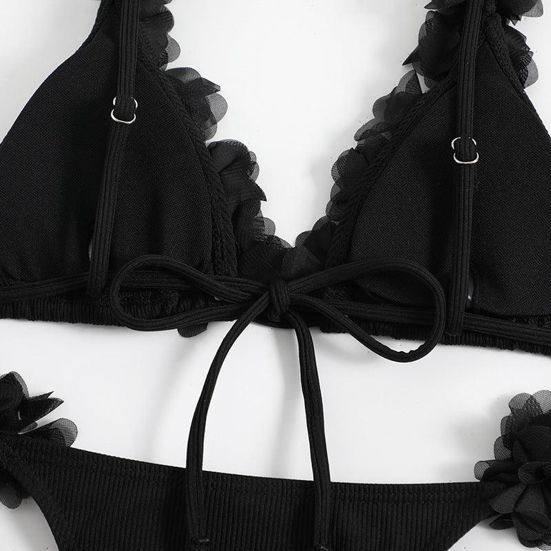 Women's 2-Piece Bikini Swimsuit Set Solid Colour Backless Bra and Briefs