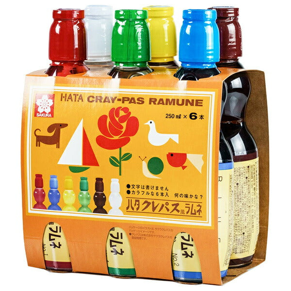 Hata Mineral Springs Crayons Style Ramune (6-Pack) 250ml PET Bottle x 30 (6 x 5)