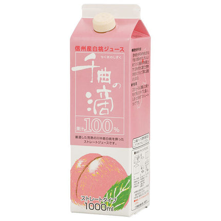 Kotobuki Kogen Foods Shinshu White Peach Juice Chikuma no Drop 1000ml paper pack x 6 pieces [Shipped in Japan]