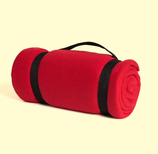 Whipstitch Fleece Blanket with Strap -B5660