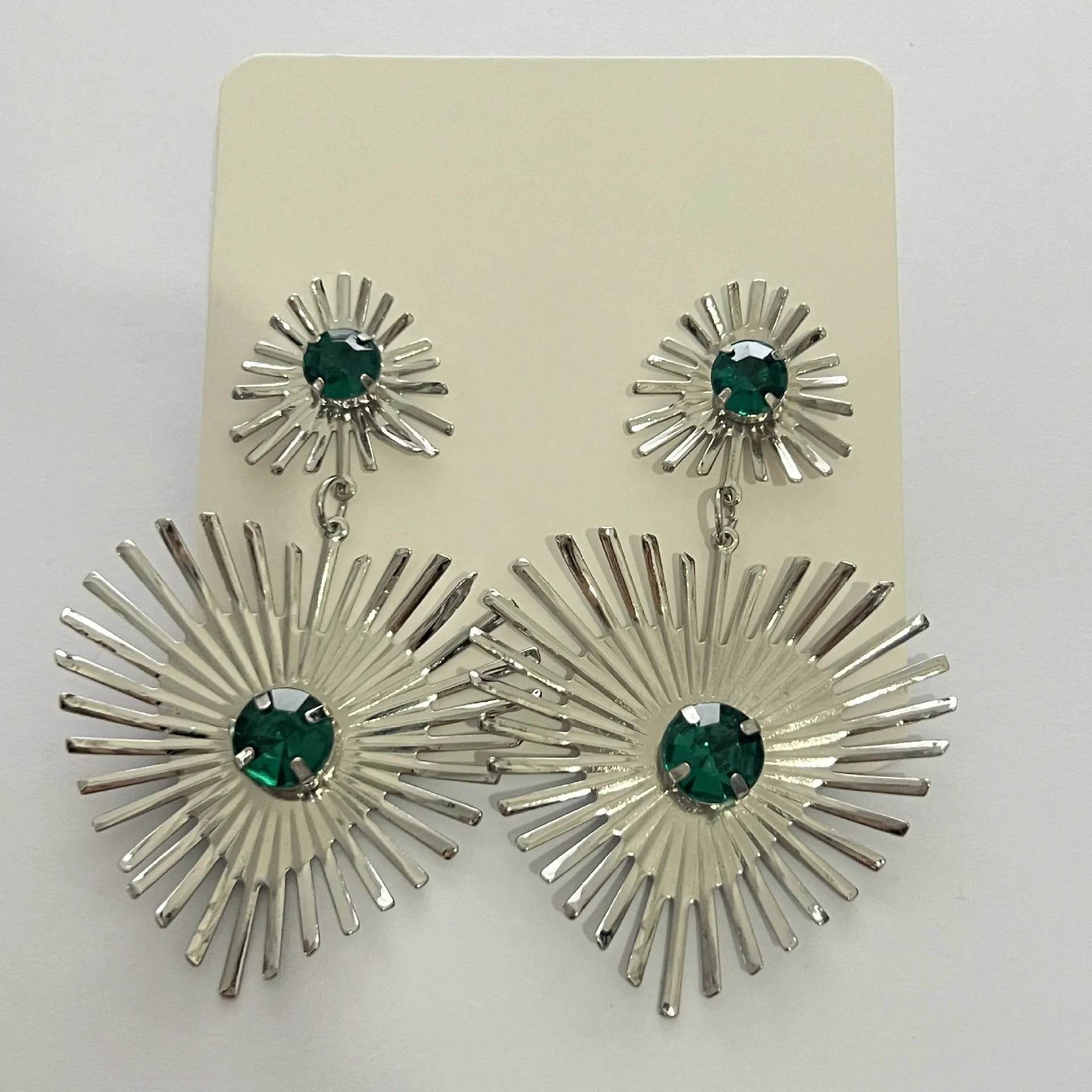 Bohemian Sunflower Heart-shaped Earrings Rhinestone Exaggerated Chandelier earring