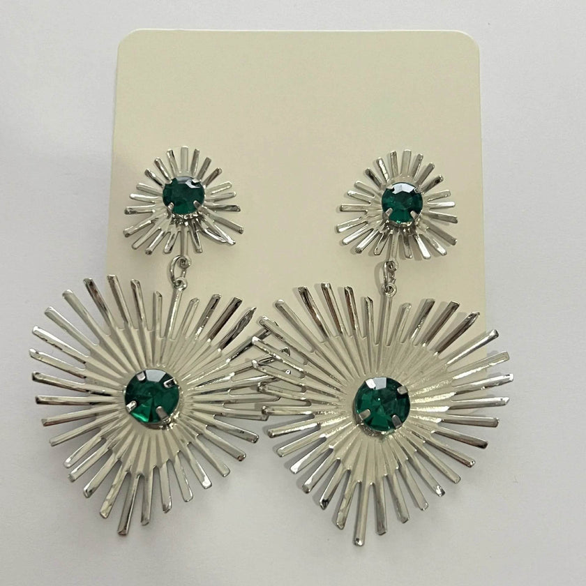 Bohemian Sunflower Heart-shaped Earrings Rhinestone Exaggerated Chandelier earring
