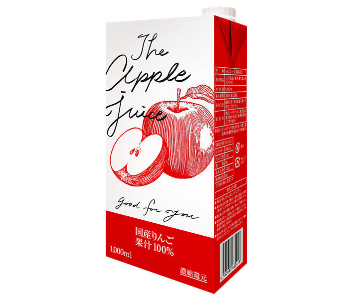 Bussan Food Materials Domestic Apple Juice 100% 1000ml Paper Pack x 6 