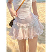Sweet Girl Lolita High Waist Slimming Flounce Chiffon layered Mini Lace Skirt