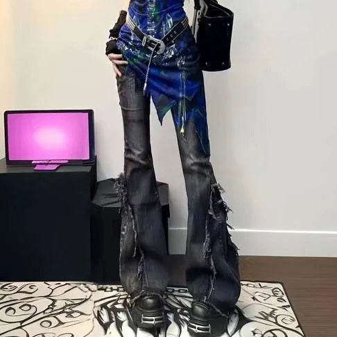 Fashion American Slightly Flared Baggy Jeans Pant Women