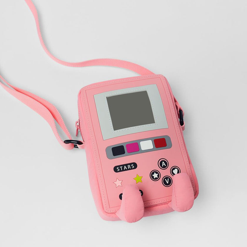 Cute Game Controller Cartoon Messenger Bag for Girls – Mini Oxford Crossbody | Pink