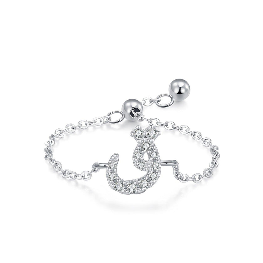 S925 Sterling Silver Niche Style Arabic Letters Pull-out Chain All-match Stackable