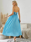 Bohemian Halter Maxi Dress - Women's Summer Sleeveless Flowy Beach Dress