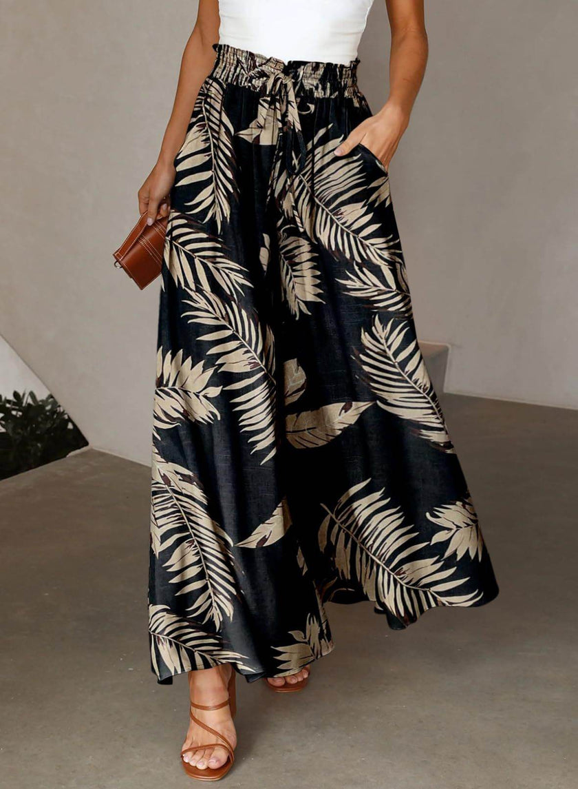 Printed Comfortable Casual High Waist  Wide-leg Floral Palazzo Trousers women