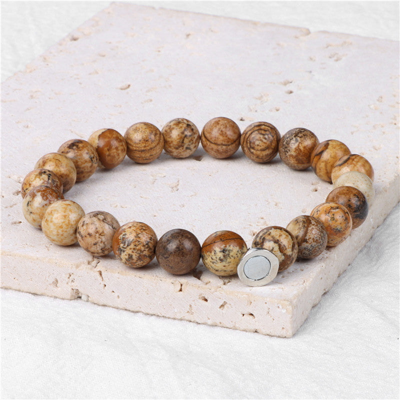 Lava Volcanic Stone Couple Magnetic Clasp Bracelet – 7 Stone Styles