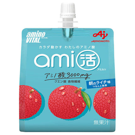 Ajinomoto Amino Vital Amikatsu Jelly Drink, Morning Lychee Flavor, 180g Pouch x 24 