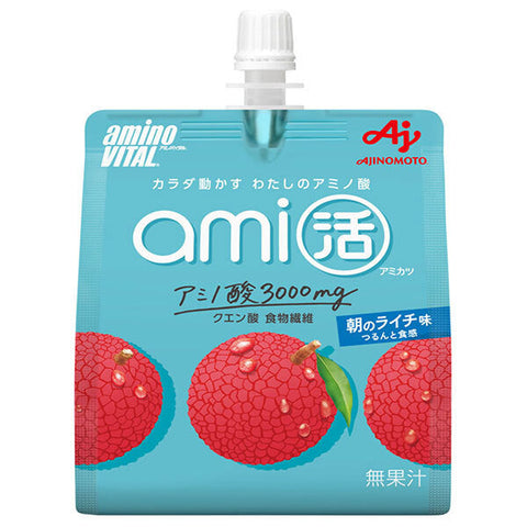 Boisson gélifiée Ajinomoto Amino Vital Amikatsu, saveur litchi du matin, sachet de 180 g x 24 